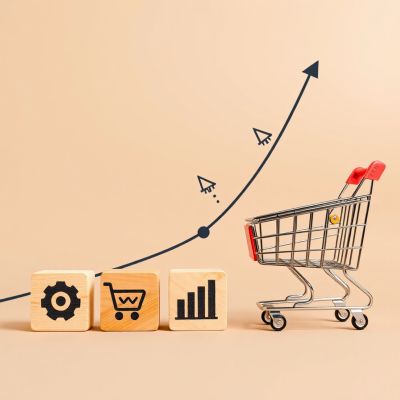 wooden-cubes-with-shopping-cart-icons-increasing-trendup-graph-increase-higher-sale-volume
